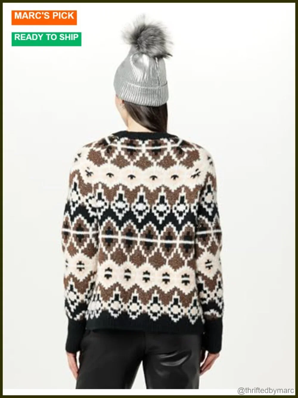 Faux Fur Pom Pom Beanie - Snug Fit - One Size